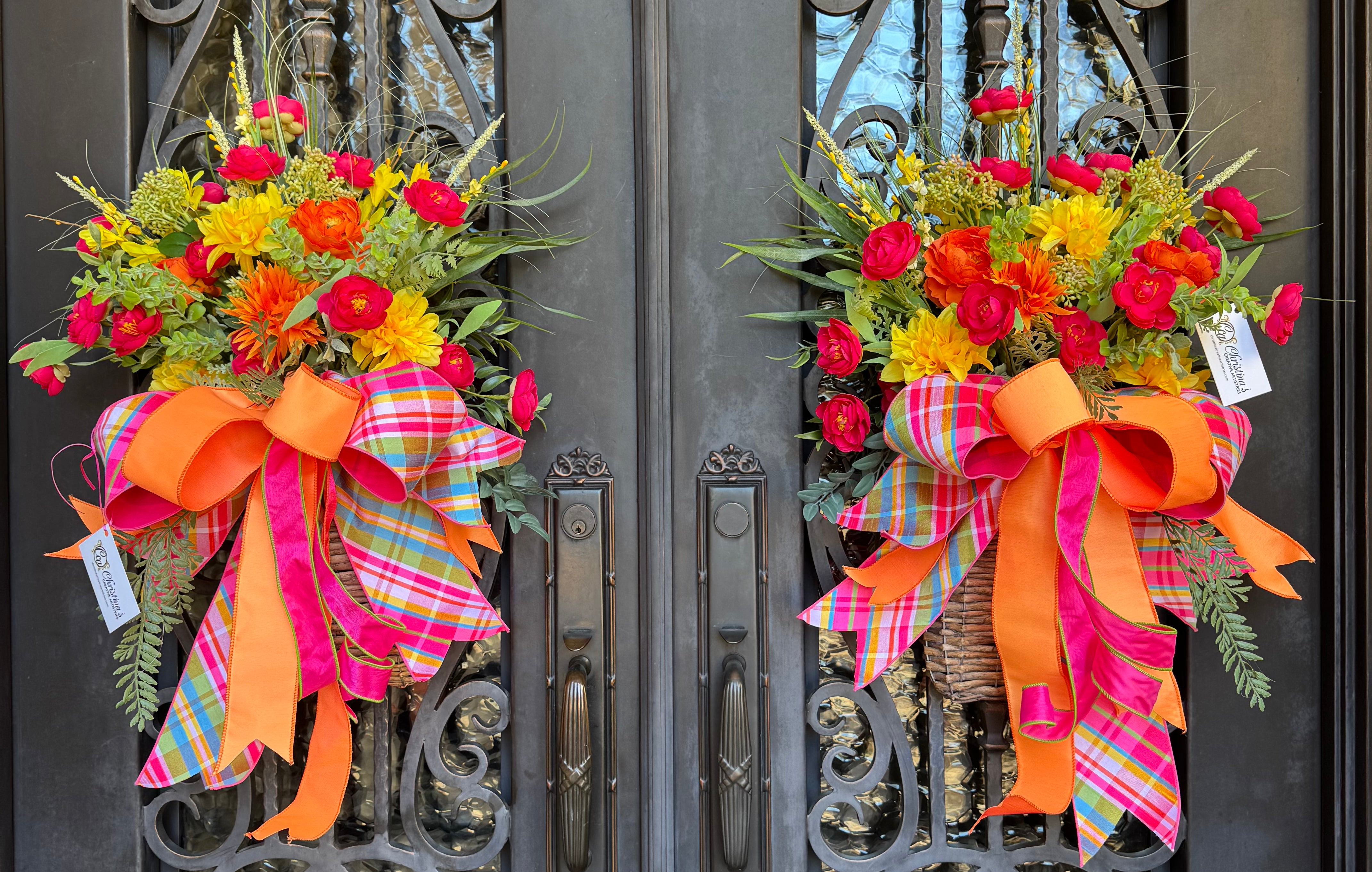 Two Spring Summer Door Baskets for double doors.